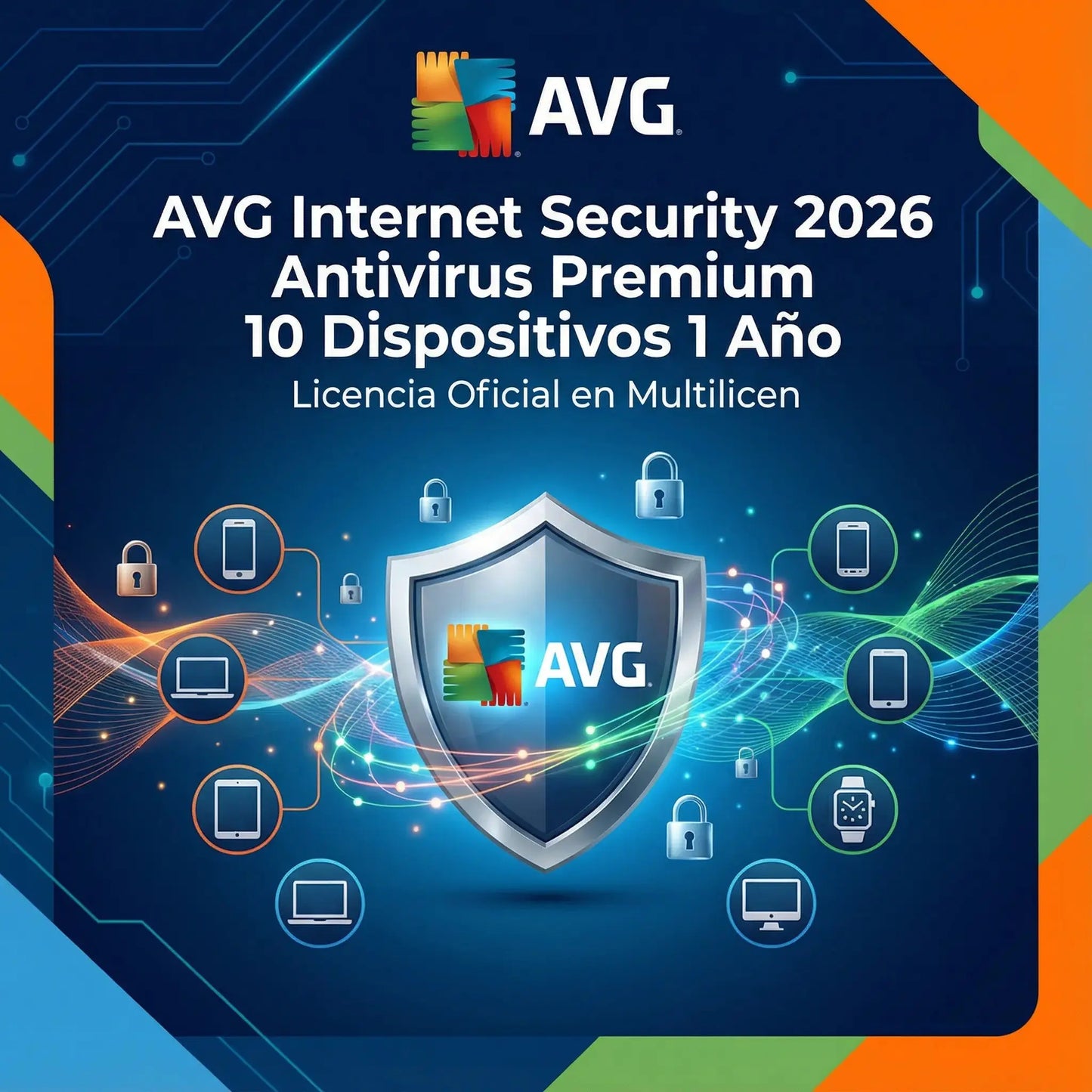 AVG Antivirus Premium 2026 Licencia 10 Dispositivos 1 Año – Protección Total Multilicen