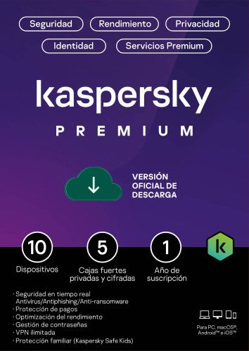 Licencia digital Kaspersky Premium Antivirus original descarga segura