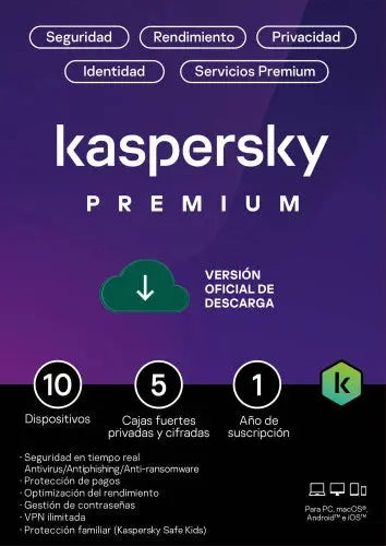 Licencia digital Kaspersky Premium Antivirus original descarga segura