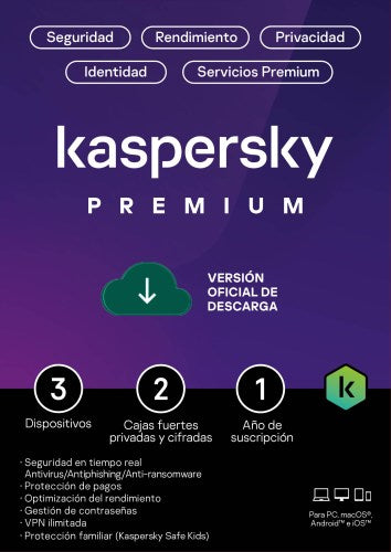 Licencia Kaspersky Premium Para 3 PCs por 1 Año