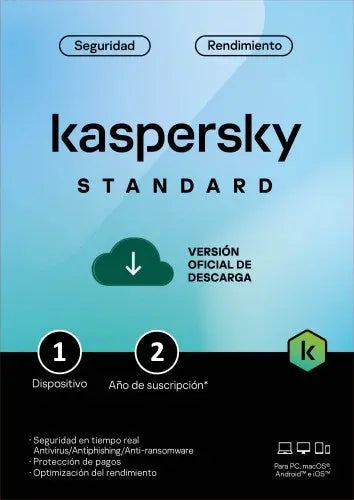 Clave digital Kaspersky Standard Antivirus enviada por correo electrónico