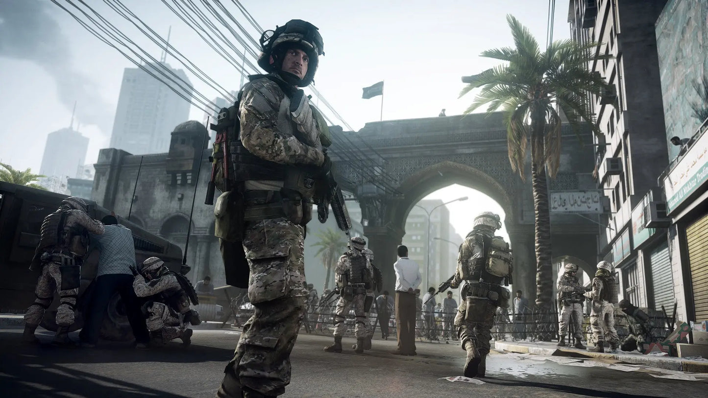 Captura de mapa dinámico en Battlefield 3 EA App con detalles realistas y acción intensa.