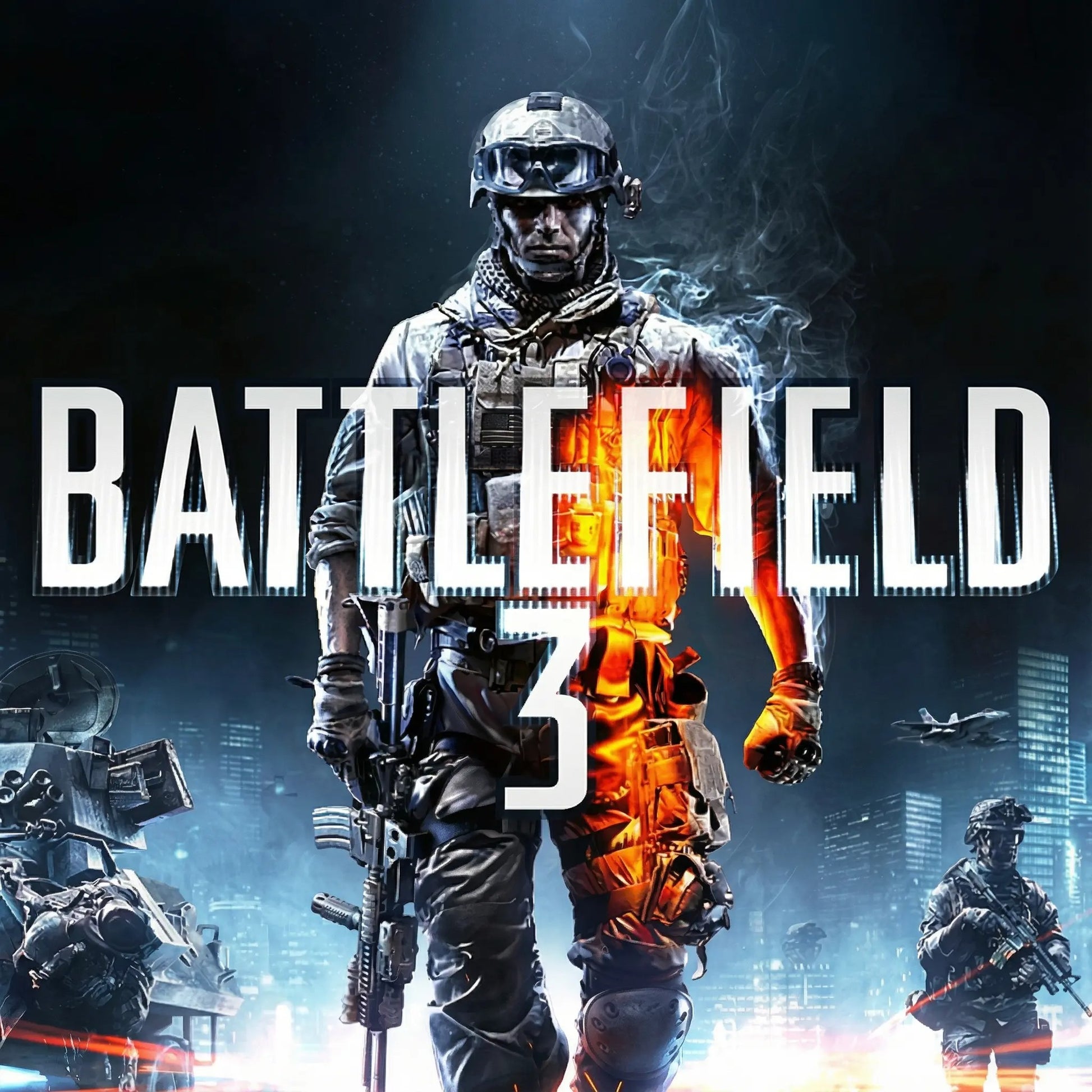 Imagen de la portada oficial de Battlefield 3 para EA App, juego de acción bélica en PC.