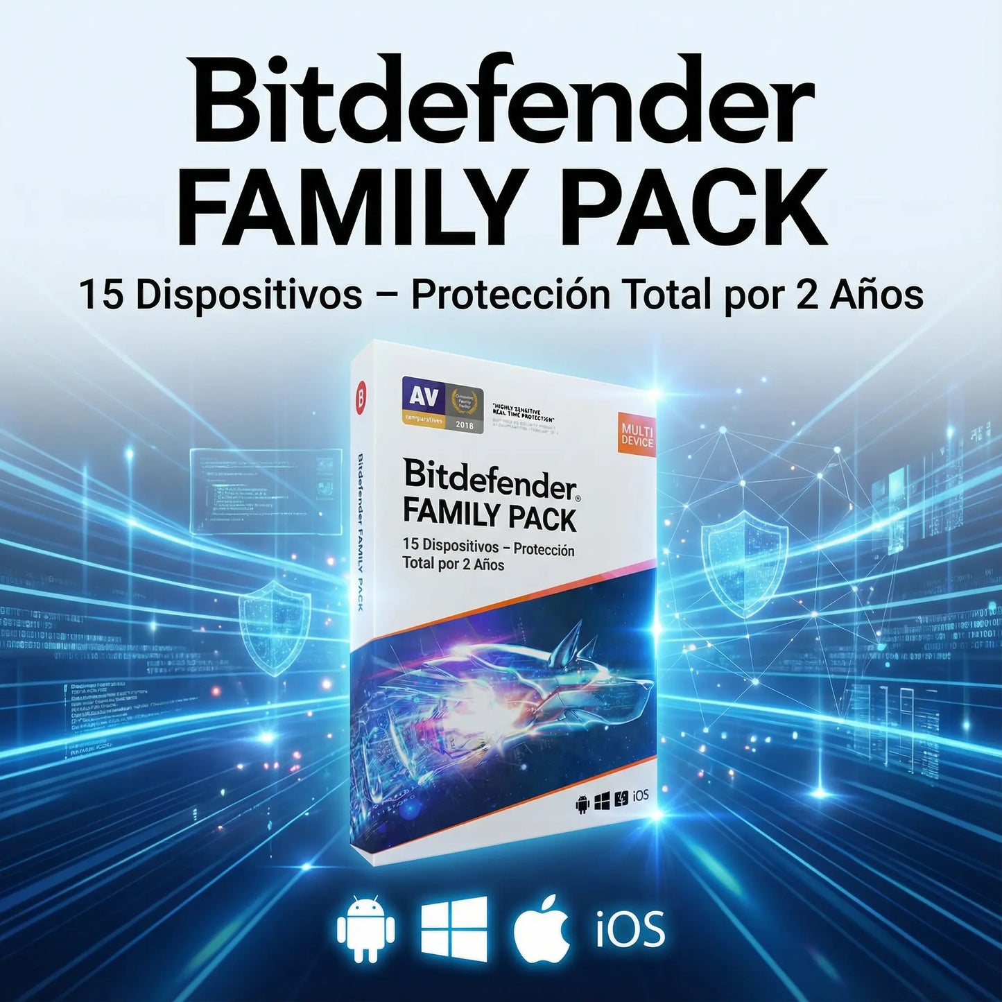 Bitdefender Family Pack 15 Dispositivos – Protección Total por 1 Año