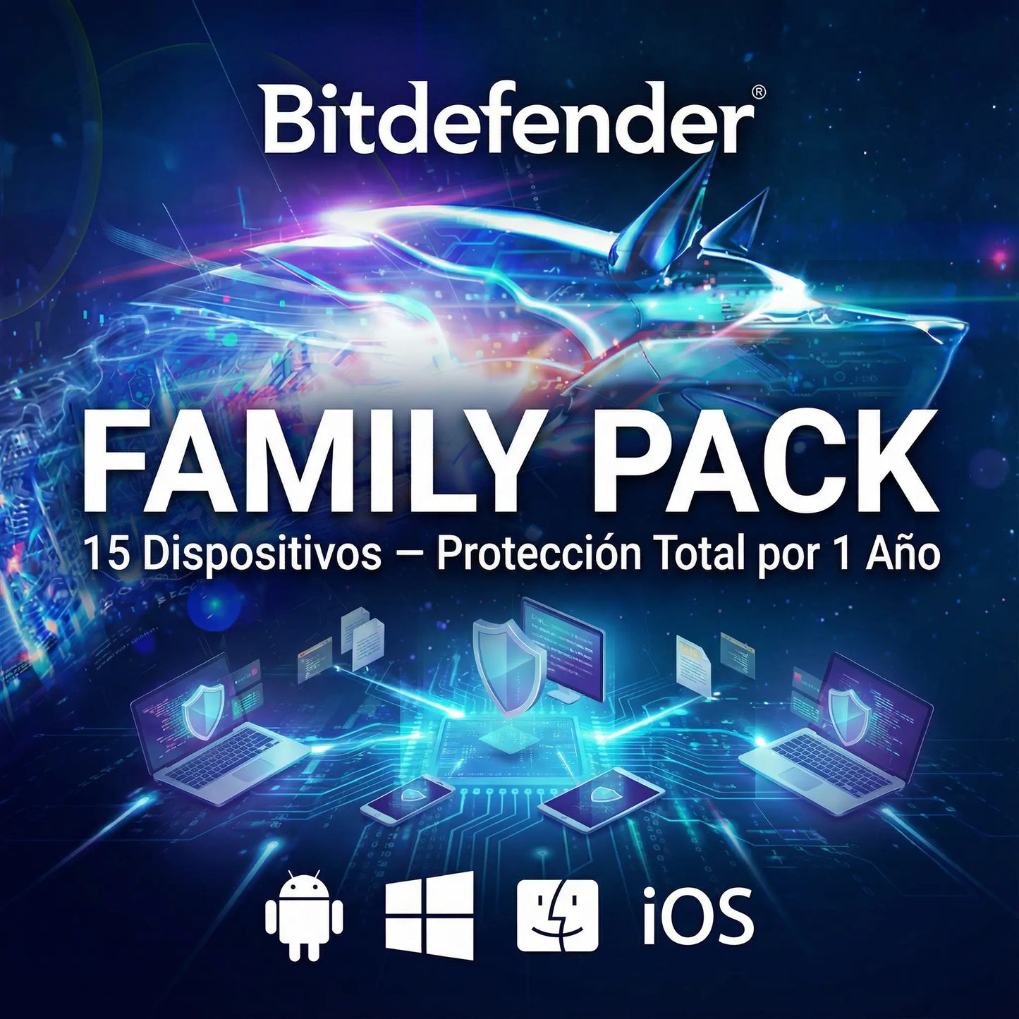 Bitdefender Family Pack 1 Año – Seguridad  para 15 Dispositivos