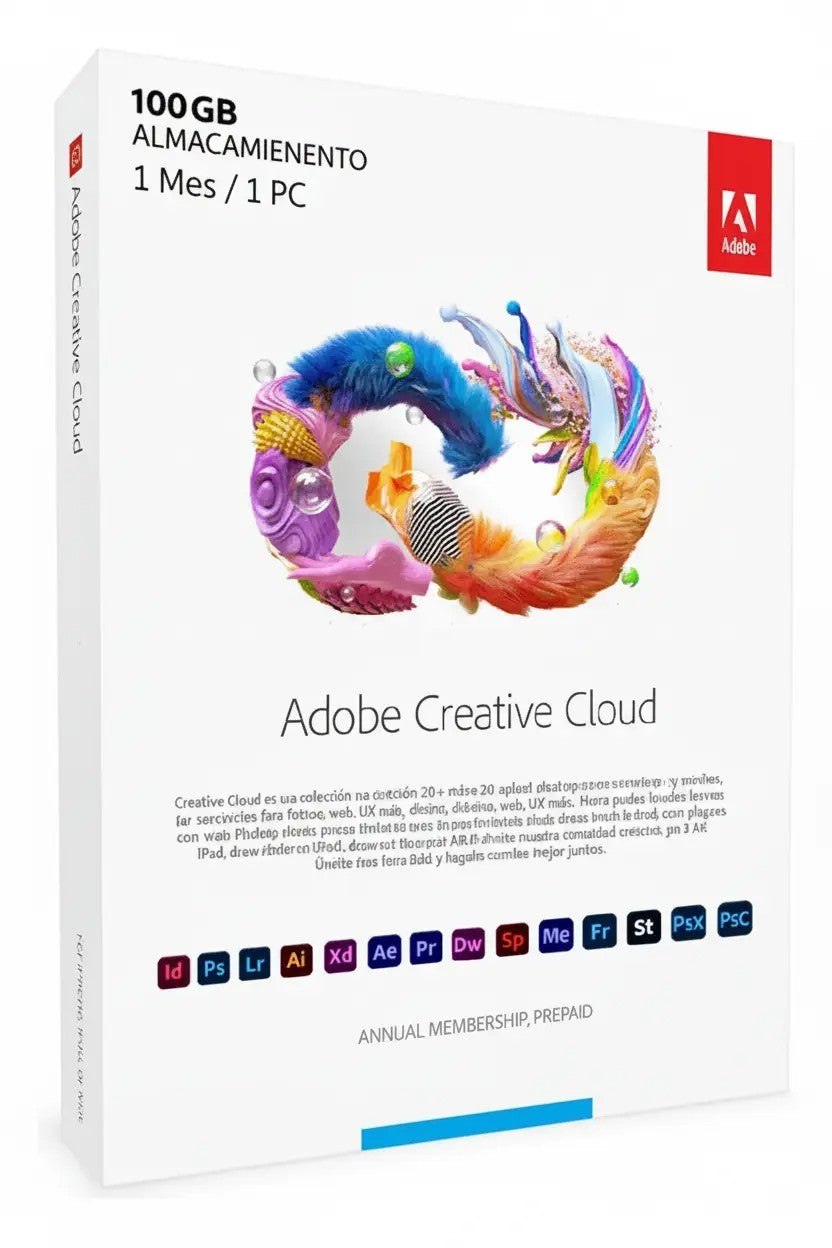 Adobe Creative Cloud suscripción mensual para PC – Acceso completo a Photoshop, Illustrator y más