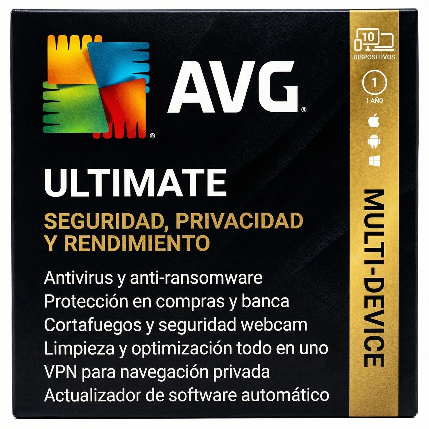 AVG Ultimate 2026 con antivirus premium y VPN incluida