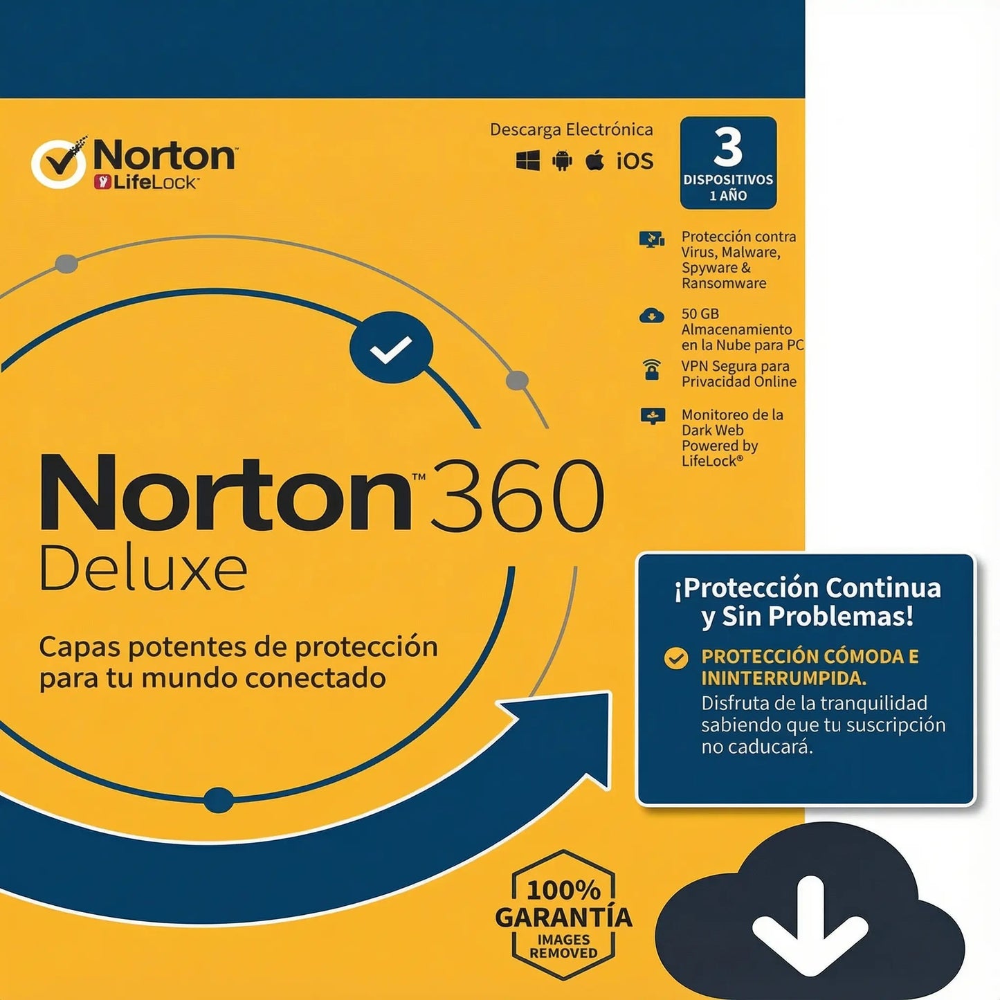 Norton 360 Deluxe para 3 dispositivos por 1 año – Protección total antivirus y privacidad NortonLifeLock