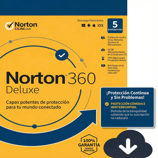 Norton 360 Deluxe para 5 dispositivos por 1 año – Protección total antivirus y privacidad