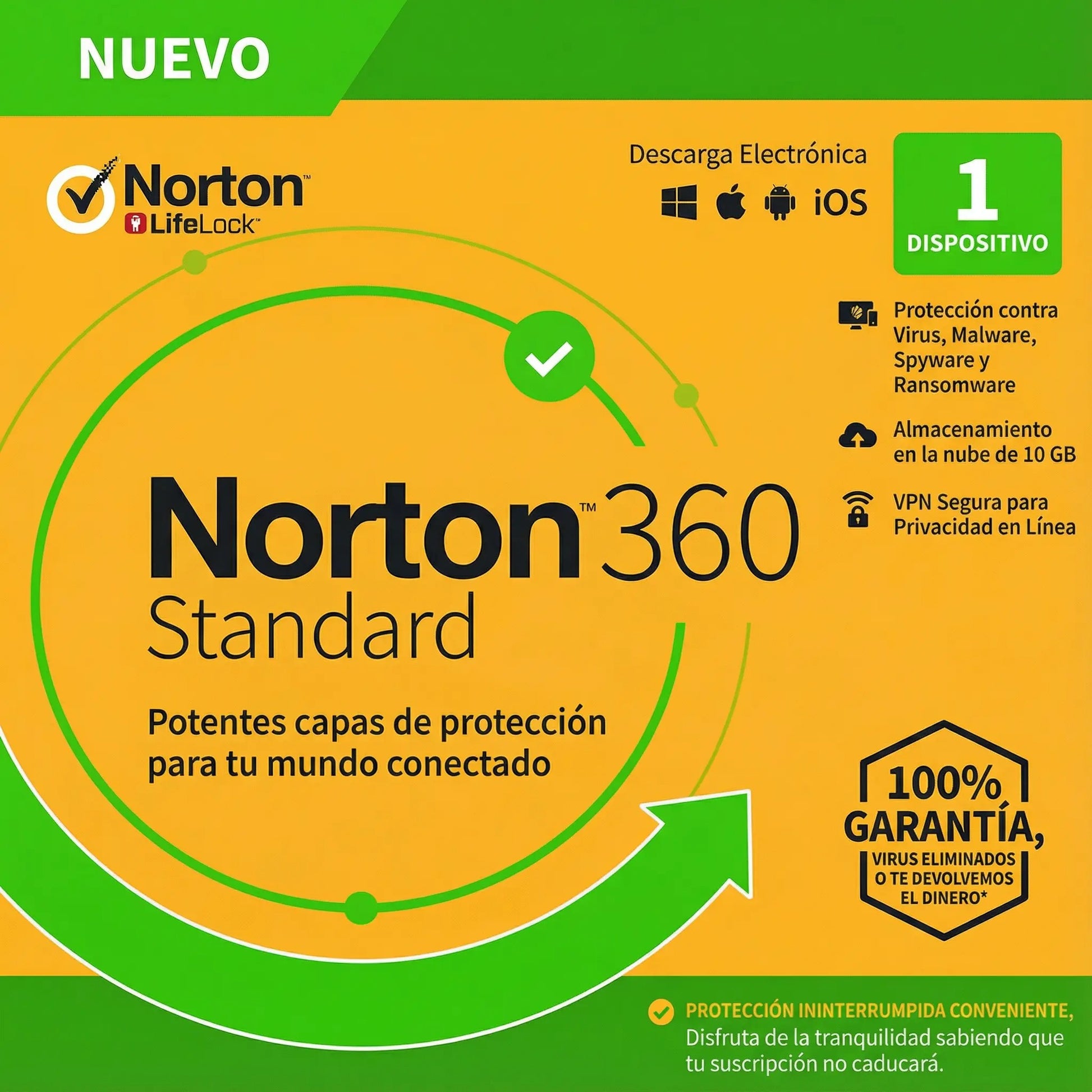 Norton 360 Standard para 1 dispositivo por 1 año – Protección total antivirus y privacidad