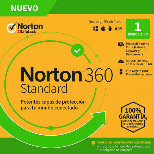 Norton 360 Standard para 1 dispositivo por 1 año – Protección total antivirus y privacidad