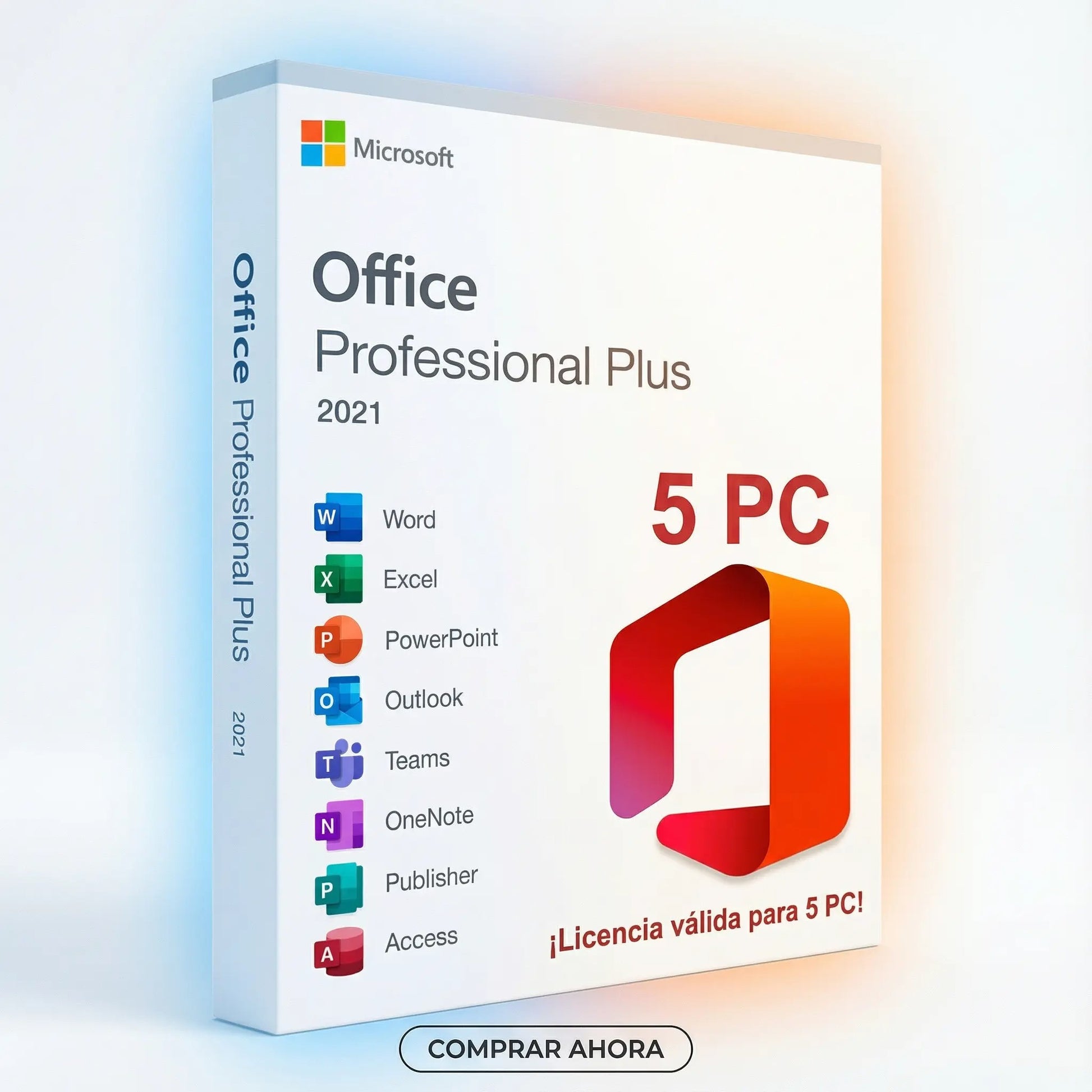 Microsoft Office 2021 Professional Plus clave digital para 5 PC – Licencia original y suite completa